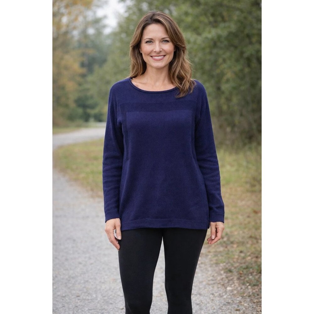 ORVIS Women's Navy Blue Sweater size Medium Cotton/Cashmere